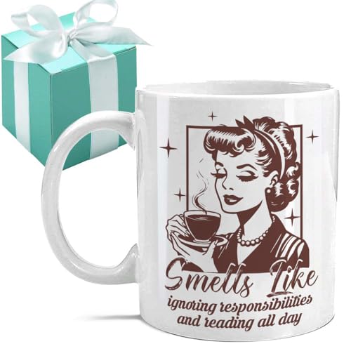 Gououoii Book Lover Coffee Mug, 11oz Ceramic Novelty Mug for Book Lovers, Readers, Novelty Mug Gifts for Women, Birthday, Mother's Day, Christmas