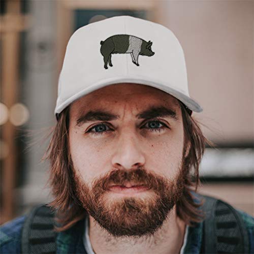 Custom Baseball Cap Hampshire Pig Embroidery Farm And Domesticated Animals Acrylic Dad Hats For Men & Women Gray Design Only #TOP2