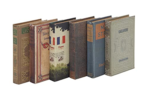 Deco 79 Wooden Decorative Box Faux Book Book Shaped Boxes with Varying Covers, Set of 6 Decorative Keepsake Boxes 7