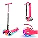 IMMEK Kinderroller 3 Räder Faltbar für Kinder Roller ab 3-14 Jahre Kleinkind Scooter für Jungen und Mädchen mit 3 PU LED Räders, Verstellbare Lenker und Maximale 50 KG (Rose Rot)