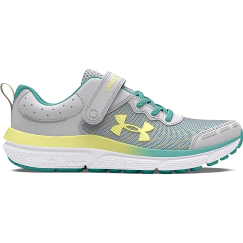 Under Armour Girls' Pre School Assert 10 Alternate Closure, (102) Halo Gray/Radial Turquoise/Sonic Yellow, 1, US