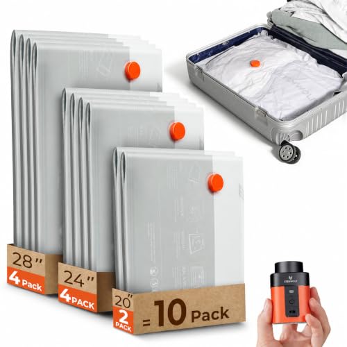 Image of TENWOLF 10 Combo Vacuum Storage Bags for Travel with Wireless Pump