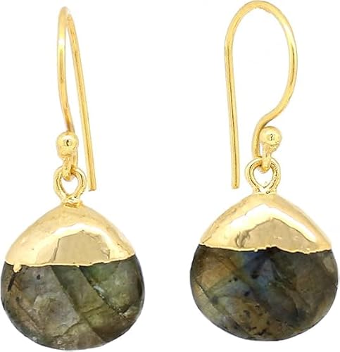 Gempires Natural Labradorite Pear Dangle Earring Crystal Jewelry Handmade Boho Earring For Women Womens Fashion Jewelry (Labradorite)