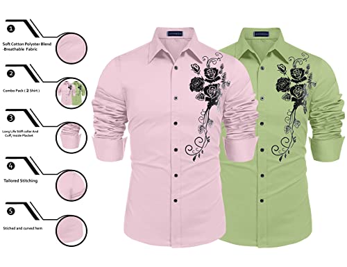 Image of Zombom Men's Regular Fit Cotton Blend Printed Full Sleeve Casual Shirts