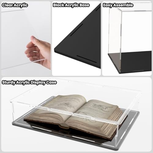 Image of Design Clear Acrylic Box for Book Transparent Rectangular Storage Box Self Assemble Collectible Box Alternative Glass Case for Display (10.6 inch L x 8 inch W x 2.4 inch H)