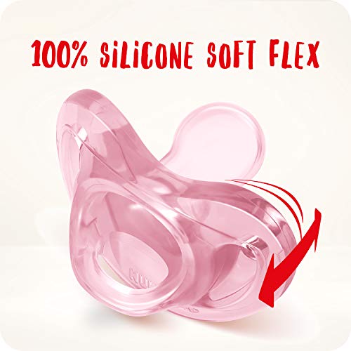 NUK Chupeta Sensitive Soft 100% Silicone Girl S1 - Rosa Tam 1 (0-6 Meses)