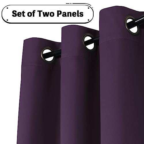 Turquoize Blackout Curtains, Plum Purple, 2 Panels, Extra Long, Drapes for Bedroom, Patio Door, Living Room, 52x108 inch