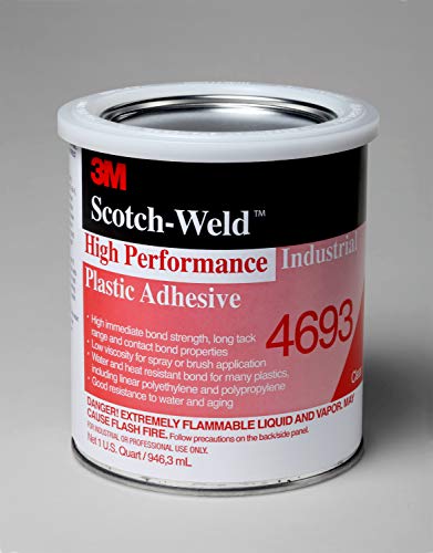 3M High Performance Industrial Plastic Adhesive 4693, Light Amber,Clear