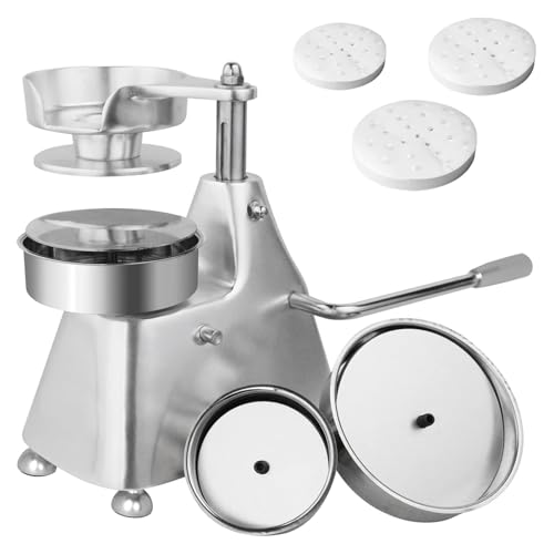 Hakka Commercial Hamburger Press Patty Maker, Stainless Steel Heavy Duty Grill Burger Press Patty Meat Tool, with Three Convertible Molds and 1200 Pcs Patty Papers, 100mm/130mm/150mm by HAKKA FOOD PROCESSING - Used condition - US$119.58