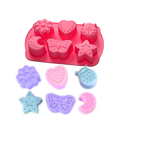 X-Haibei Soap Jello Diy Crayon Melt Silicone Mold Star Butterfly Moon Beetle Heart Flower Shaped Making 1Oz Per Cell #TOP1