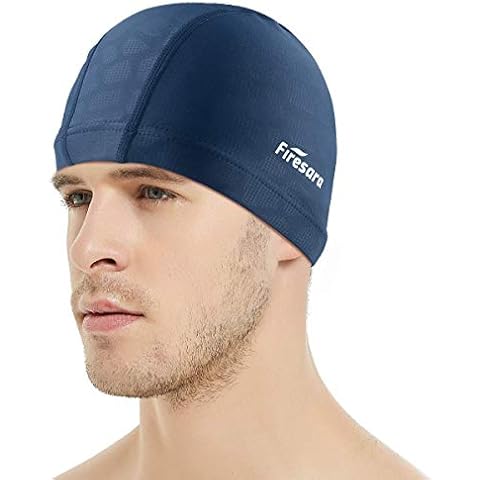 Firesara Fabric Swim Cap, High Elasticity Swimming Cap Keeps Hair Clean Breathable Fit Both Long Hair Short Hair, Swim Caps Woman Girls Men Kids One Size Hat Cover