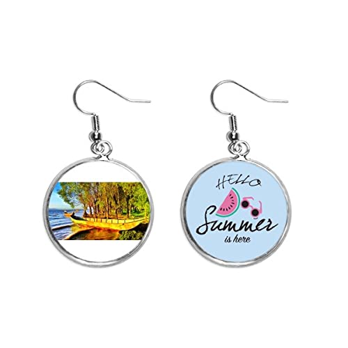 Pendientes de sandía para fotografía de verano en la playa