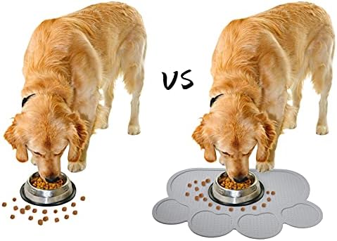 Heveer Pet Food Mat Cat Dog Feeding Mat Silicone Bowl Mat Non Slip Waterproof Placemat for Dogs Cats Food Water Bowls Grey