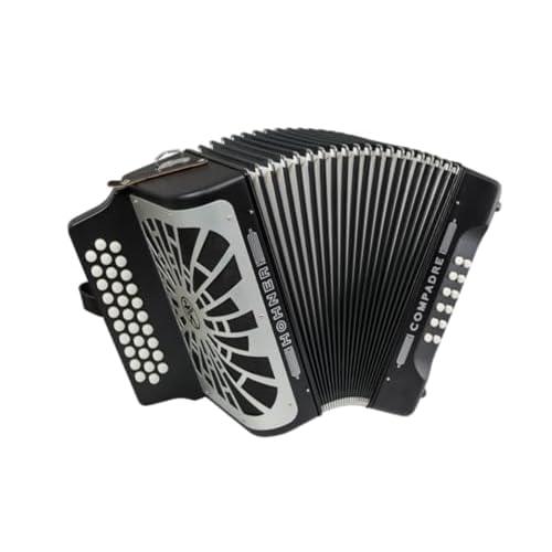 ACORDEONES DIAT. BOTONES. HOHNER Acordeon de piano cromatico COMPADRE GCF ROJO SILVER GRILL.