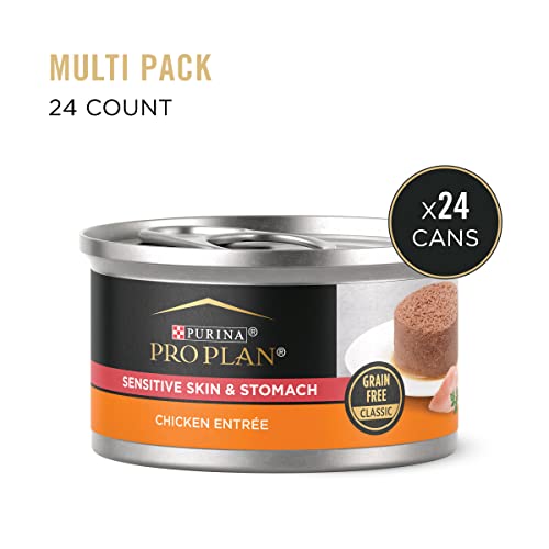 Purina Pro Plan Sensitive Skin And Sensitive Stomach Cat Food Wet Pate, Grain Free Chicken Entree - (24) 3 Oz. Cans #TOP1