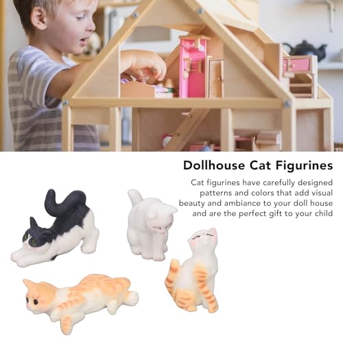 4 Unidades de Figura de Gato Em Miniatura Fofa, Brinquedos de Personagens de Gato Animal, Conjunto d