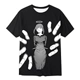 Rrongwn Chainsaw-Man camiseta para hombre Makima impresión moda T-Shirt manga corta informal Anime algodón camisetas Hip Hop deporte Y2K Streetwear ligera Tee Top, 05 negro., L