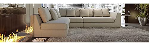 Image of Homax. SF126 Solid Sal Wood Fabric Upholstered Sofa Set 5 Seater Interchangeable Modular, Sectional, Corner L Shaped Sofa Set for Living Room Furniture, Off White Color