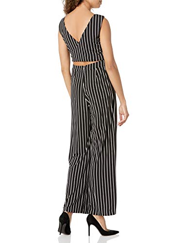Calvin Klein Women's Sleeveless V Neck Jumpsuit With Self Sash Waist, Black/Cream, 12 #TOP1