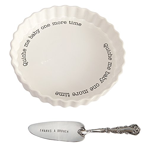 Mud Pie Quiche Baker Serving Set, , White