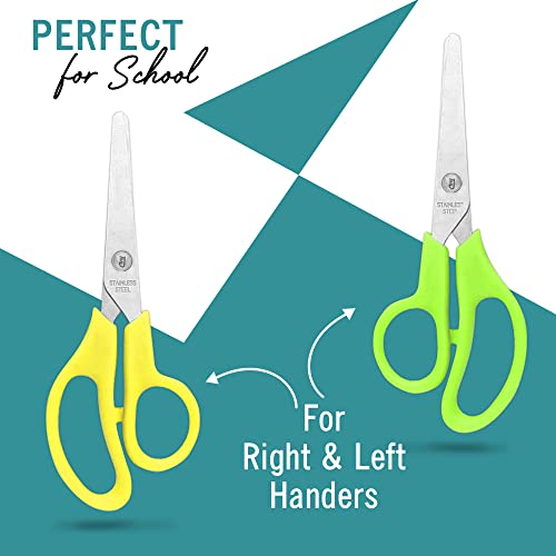 Kids Scissors 5-Inch Blunt Scissors Safety Scissors 4 Pack Kid Scissors Right And Left Handed Scissors Assorted Colors Scissors For School Kids Blunt Tip Scissors #TOP3
