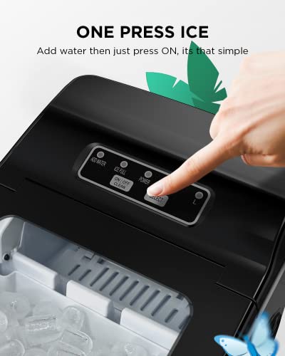 Image of Ice Maker Machine for Countertop, 9 Bullet Ice Cubes Ready in 6 Minutes, 26lbs in 24Hrs Portable Ice Maker Machine Self-Cleaning, 2 Sizes of Bullet-Shaped Ice for Home Kitchen Office Bar Party