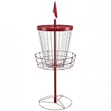 Soozier 24-Chain Portable Practice Basket for Disc Golf Target Stand, Easy Assembly & Lightweight Basket w/Carry Bag, Red and Silver