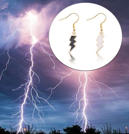 Black and White Thunderbolt Earrings Anime Cosplay Jewelry Anime Merchandise Gift for Fans - Image 7