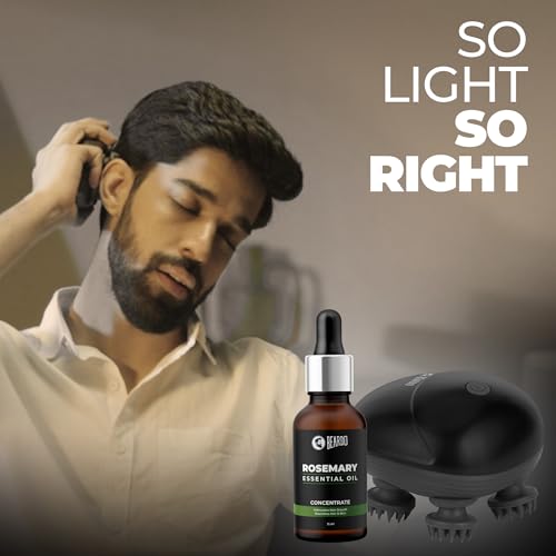 Image of Beardo Stress Buster Electric Scalp Massager + Rosemary Essential Oil | 3 Speed Modes, 120 min Runtime, Type-C Charging | 100% Natural, Non-Oily, Lightweight & Non-Sticky Oil for Hair Regrowth & Scalp Care