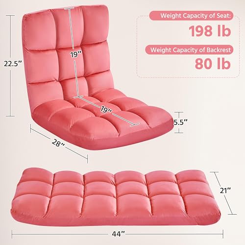 Image of Yaheetech Adjustable Floor Chair with Back Support, Foldable Thick Padded Seat for Meditation&Gaming on Floor, Space Saving Lazy Lounger for Bedroom Dorm, Pink