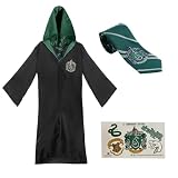 Pack de disfraces de Slytherin : túnica de Mago + corbata + 5 tatuajes - XS