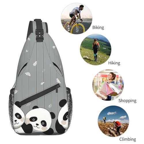 Mochila bandolera crossbody divertida baby panda negra miniatura 6