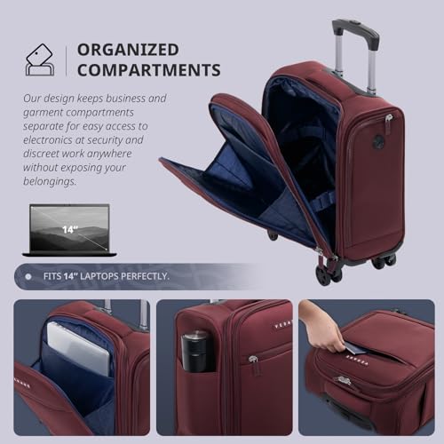 Verage Underseat Carry On Luggage With Wheels, 16-Inch Spinner Small Suitcase, Softside Lightweight Travel Bag For Men And Women thumb #2