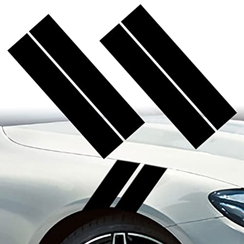 Leasinder 4Pcs Car Wheel Fender Hash Stripe Decal Reflective Vinly Sticker Warning Safety Reflector Strips Sticker Universal Auto Bumper Body Stickers Racing Stripe Decals For Car Truck Suv (Black) #TOP23