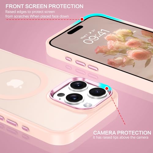 Image of BENTOBEN for iPhone 16 Pro Case [Compatible with Magsafe] Magnetic Matte Phone Case iPhone 16 Pro Translucent Slim Thin Shockproof Women Men Protective Cover Cases for iPhone 16 Pro 6.1 inch 2024, Pink