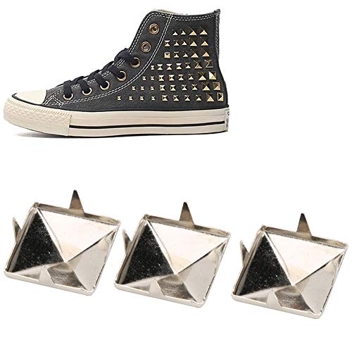 PH PandaHall 400 stuks platte achterkant piramide studs lijm op metalen noppen, 4 kleuren hotfix opstrijkbare klinknagels vierkante piramide studs voor kleding tas lederen schoenen doe-het-zelf PH PandaHall 400 stuks platte achterkant piramide studs lijm op metalen noppen, 4 kleuren hotfix opstrijkbare klinknagels vierkante piramide studs voor kleding tas lederen schoenen doe-het-zelf