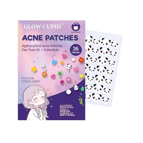 Image of Hydrocolloid Acne Pimple Patch with Tea Tree Oil & Calendula | Fast Healing | Absorbs Pus & Oil | Waterproof & Skin-Friendly Pimple Patches | Panda Shape - 36 Patches.