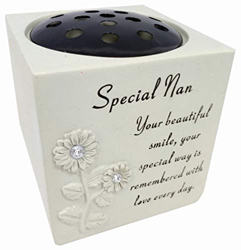 David Fischhoff Nan Diamante Sunflower Rose Bowl with the Following Verse Grave Memorial, for Graveside Flower Arrangements