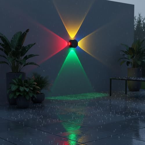 Image of Waterproof Up Down Led Wall Lamp, Aluminium IP65 Body 4 Way, Multycolor, Indoor /Outdoor Decorative Wall Sconce Light(4 Way Multy)
