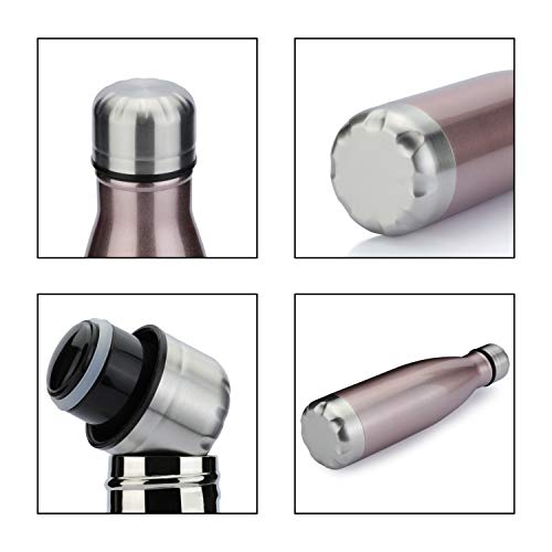 Meway 17Oz Sport Water Bottle 8 Pack Vacuum Insulated Stainless Steel Sport Water Bottle Leak-Proof Double Wall Cola Shape Water Bottle,Keep Drinks Hot & Cold (Rose Gold,8 Pack) #TOP5