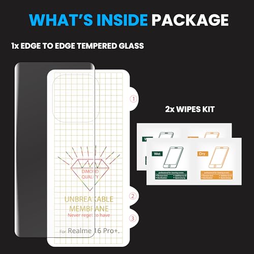 Image of FIRST MART Front Tempered Glass and Back Nano Membrane for Realme 16 Pro Plus with Installation Kit | Edge-to-Edge, Scratch Resistant, Case-Friendly | Black