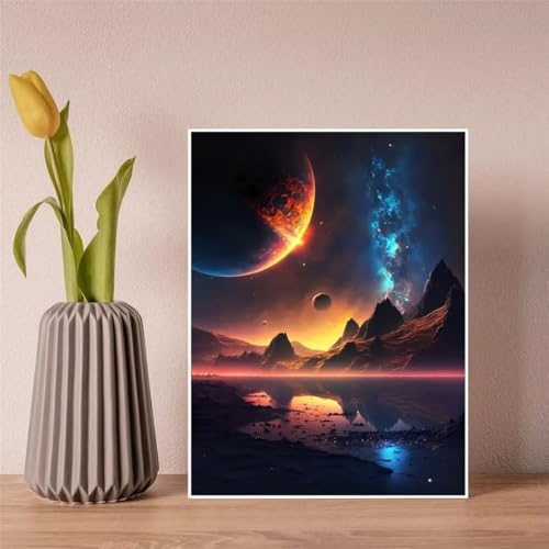 DIY diamant painting kit complet paysage spatial 100x130cm adulte