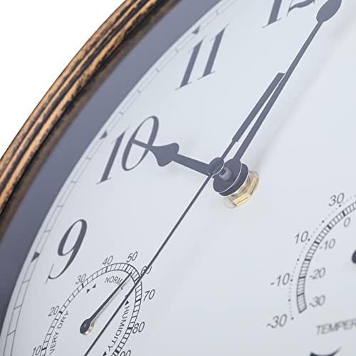 Mumtop Indoor Outdoor Clock, 12 Inch Outdoor Waterproof Wall Clock With Thermometer And Hygrometer Combo For Patio Home Living Room Decor(Gold) #TOP3