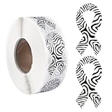 WANDIC 500 Stück Band-Aufkleber auf Rolle, schwarz-weiß, Zebra-Band, Aufkleber für seltene Krankheiten, Karzinoide, für soziale wohltätige Aktivitäten, 1,9 x 3,8 cm