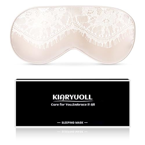 KIARYUOLL Lace Silky Sleep Mask, 1 Count Pink Silky Fabric with Adjustable Strap...