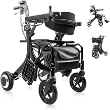 CARLIKE 3 in 1 Electric Wheelchair & Lightweight Rollator Walker with Seat & Foldable Transport Wheel Chair for Seniors Adults, Motorized Mobility Scooters, All Terrain,500W Motors