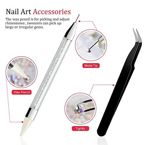Molisaka Nail Diamonds Set, Multi Shape Glass Crystal Ab Nail Jewels & Flatback Nail Rhinestones For Nails Art Decorations Kit With Wax Pencil And Tweezers, Bling Nail Gems And Diamonds 3D Nail Charms #TOP3