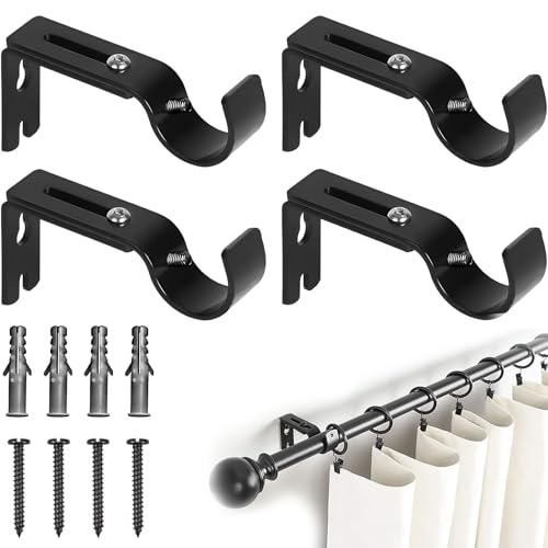 4er Pack Gardinenstangen Halterung Verstellbar Gardinenstange Halterung Metall Gardinenstangenhalter Mit Schrauben Schwarz KorrosionsbestäNdig Halterung Gardinenstange