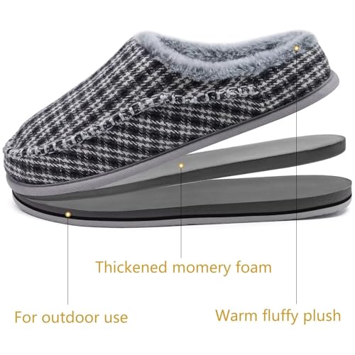 Image of KuaiLu Mens Slippers Orthopedic Arch Support Suede Fluff Plush Home Shoes | Comfortable Plantar Fasciitis Slip-on Bedroom Warm House Garden Footwear Fuzzy Clogs Slippers Indoor Outdoor Pantuflas