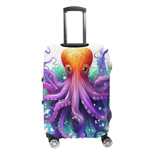 Carry on Luggage Cover Colorful Octopus Suitcase Covers for Luggages Tsa Approved Travel Luggage Sleeve Protector Elastic Suitcase Protector Anti-Scratch Washable Fits 19-30 Inch Case -M4